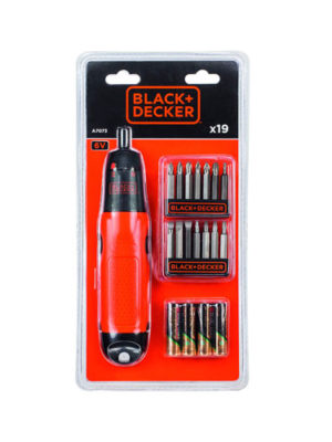 Tay vặn vít dùng pin AA + 14 mũi vít BLACK DECKER A7073-TW