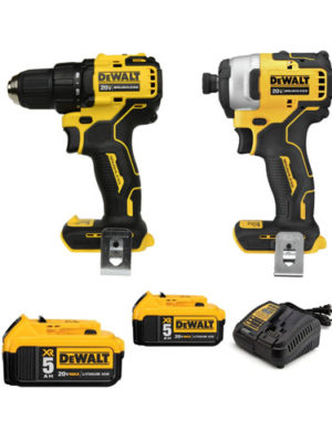 Combo Máy khoan và Máy vặn vít Pin 20V (Sạc, 2pin*5Ah, Vali) DEWALT DCK2008P2