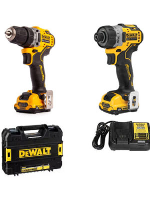 Combo Máy khoan và Máy vặn vít Pin 12V (Sạc, 2pin*2Ah, Vali) DEWALT DCK26701D2