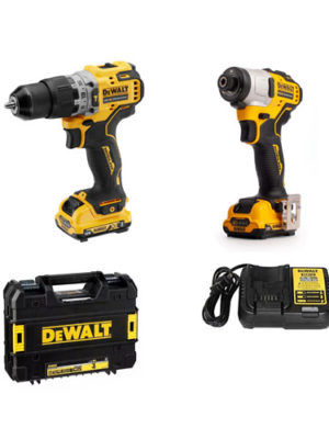 Combo Máy khoan và Máy vặn vít Pin 12V (Sạc, 2pin*2Ah, Vali) DEWALT DCK28706D2