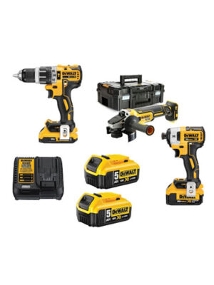 Bộ 2 máy khoan, 1 máy mài góc, máy vặn vít dùng pin 20V DEWALT DCK384P2T (2pin 5Ah, sạc)