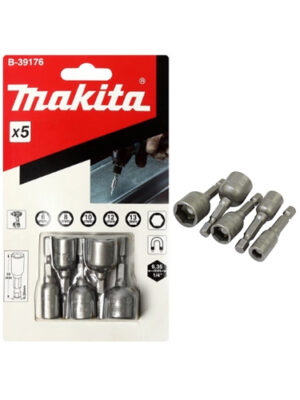 Bộ 5 đầu tuýp vặn vít có nam châm chuôi lục giác 1/4” Makita B-39176