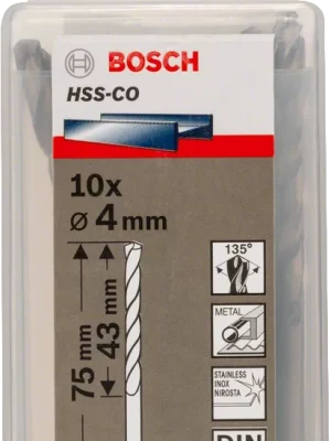 BOSCH 2608585880
Mũi khoan INOX HSS-Co 4mm (hộp 10 mũi)