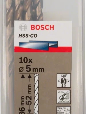 BOSCH 2608585885
Mũi khoan INOX HSS-Co 5mm (hộp 10 mũi)