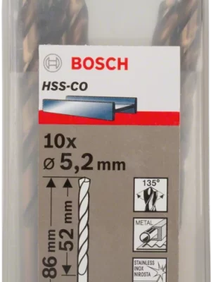 BOSCH 2608585887
Mũi khoan INOX HSS-Co 5.2mm
(hộp 10 mũi)