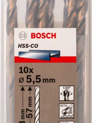 BOSCH 2608585888
Mũi khoan INOX HSS-Co 5.5mm
(hộp 10 mũi)