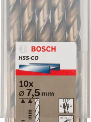 BOSCH 2608585893
Mũi khoan INOX HSS-Co 7.5mm
(hộp 10 mũi)