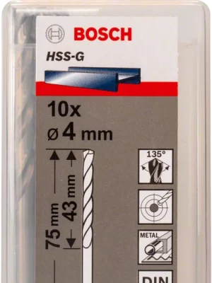 BOSCH 2608595059
Mũi khoan sắt HSS-G 4mm
(hộp 10 mũi)