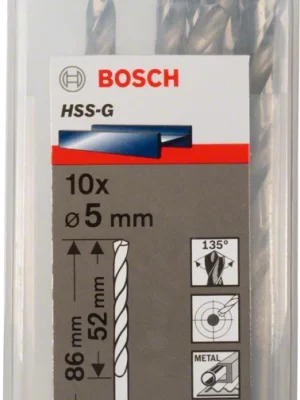 BOSCH 2608595062
Mũi khoan sắt HSS-G 5mm
(hộp 10 mũi)