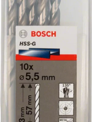 BOSCH 2608595064
Mũi khoan sắt HSS-G 5.5mm
(hộp 10 mũi)