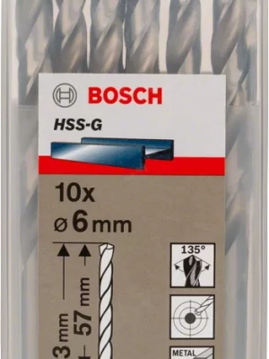 BOSCH 2608595066
Mũi khoan sắt HSS-G 6mm
(hộp 10 mũi)