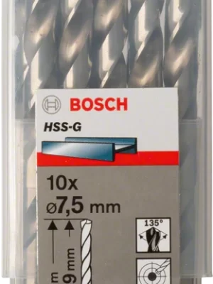 BOSCH 2608595071
Mũi khoan sắt HSS-G 7.5mm
(hộp 10 mũi)