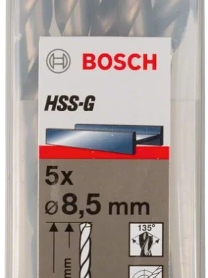 BOSCH 2608595073
Mũi khoan sắt HSS-G 8.5mm
(hộp 5 mũi)