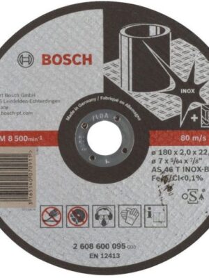 BOSCH 2608600095
Đá cắt 180x2x22.2mm (Inox)