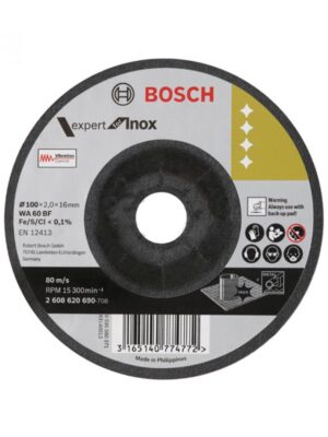 BOSCH 2608620690
Đá mài linh hoạt 100x2x16mm (Inox)