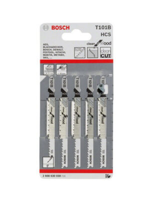 BOSCH 2608630030
Lưỡi cưa lọng
T 101 B – Gỗ (bộ 5 lưỡi)